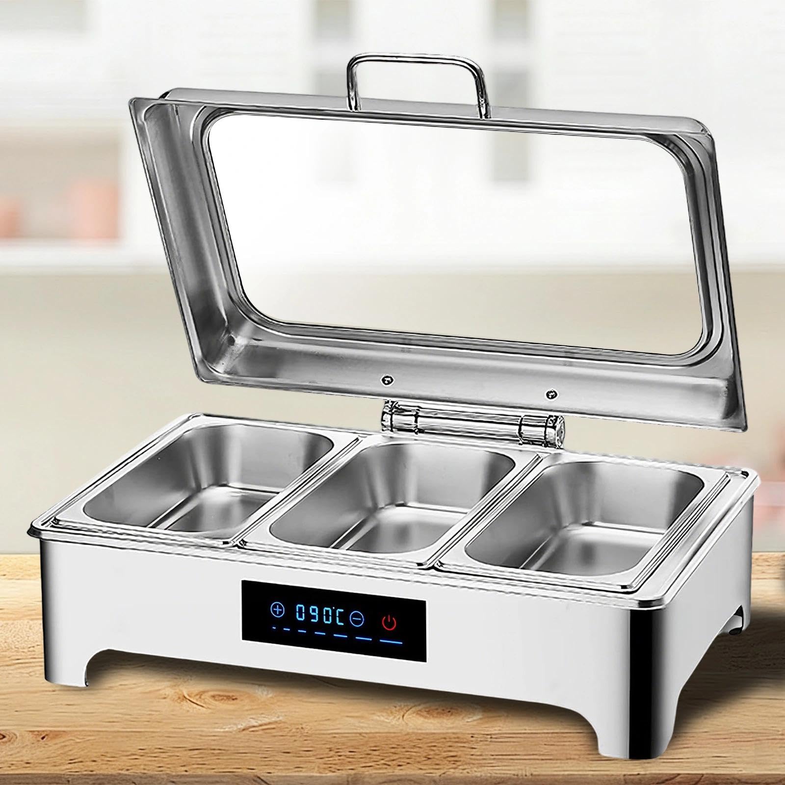 Chafing Dish Elettrico con Copertura in Vetro 9L (1/3 Pan)