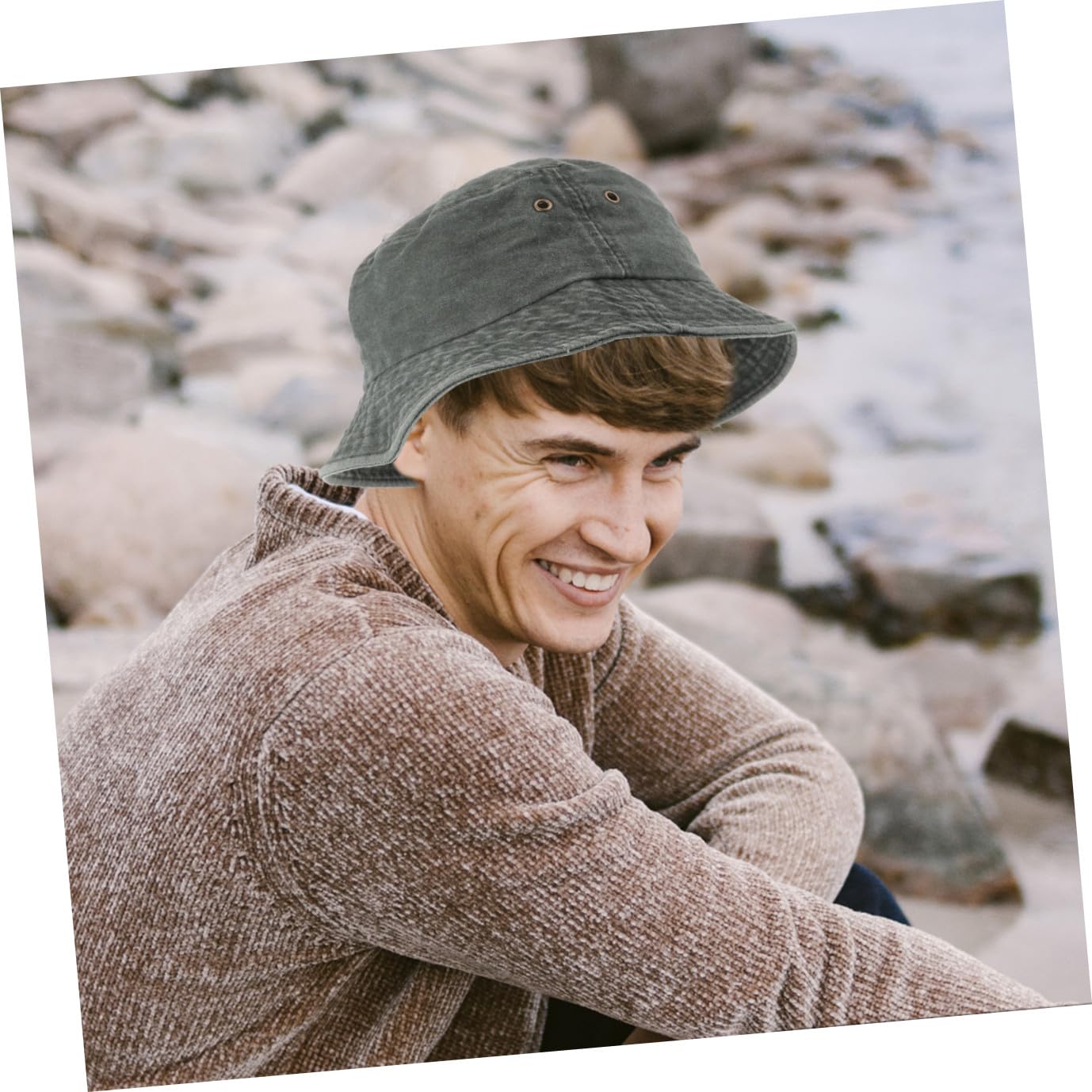 FRCOLOR Cappello da da Uomo Cappello di Paglia Cappello Estivo Bordo Largo Cappelli a Secchiello Cappelli da per Uomo cap Estivo Lavaggio in Cotone