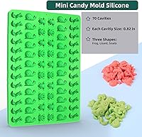 Vista 3 de Mini Animal Silicone Mold - 70 Cavities Chocolate Candy Molds with Frogs, Lizards, Snails Shape for Making Gummy/Cake Decor/Fondant/Biscuits/Fruit