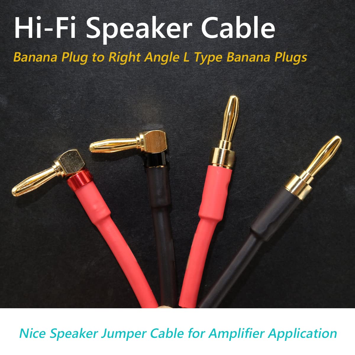 2 x 3m 13AWG HiFi Lautsprecherkabel mit Bananensteckern, Audiophiles Lautsprecherkabel mit 4mm rechtwinkligen vergoldeten Steckern für Lautsprecher, Heimkino, Audio System