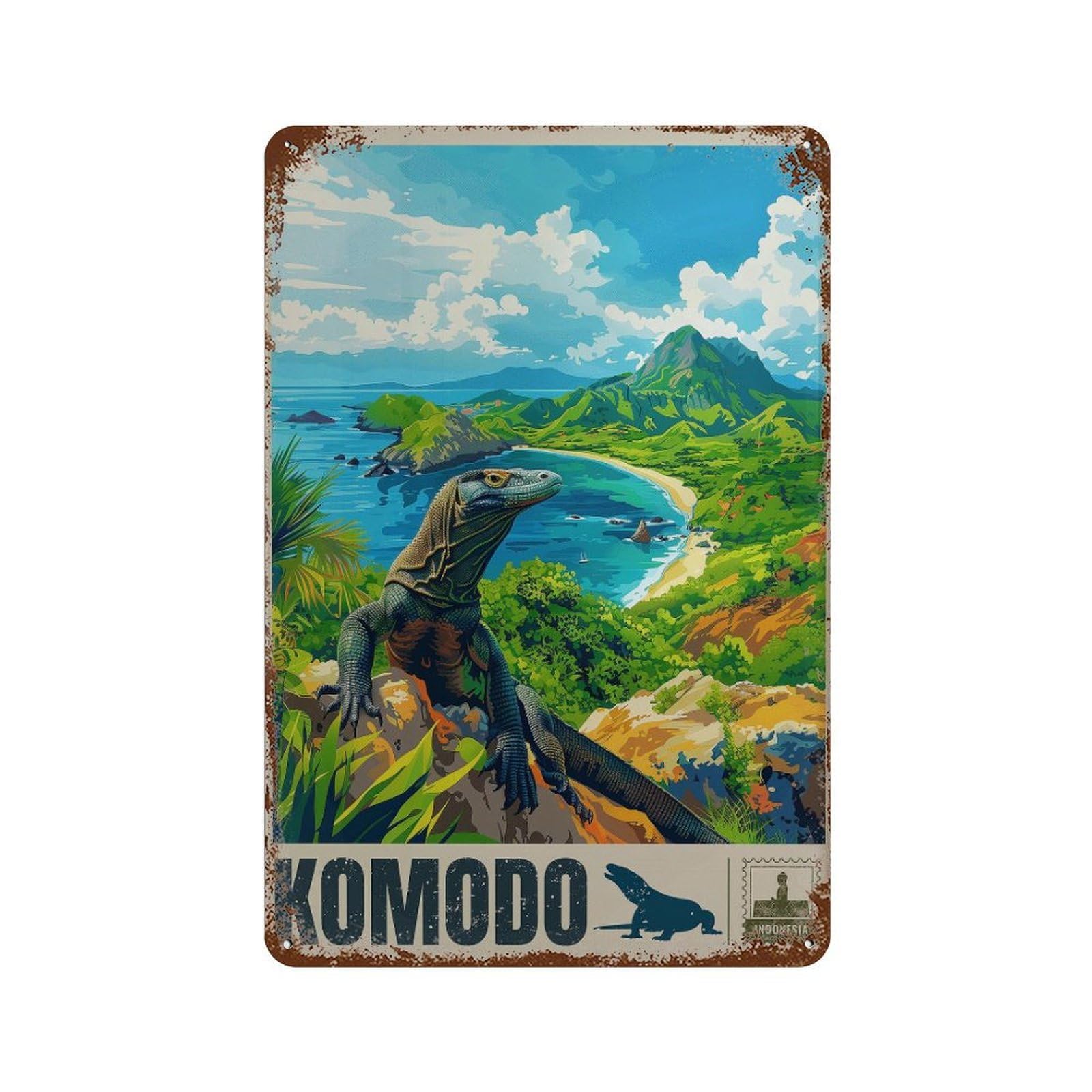 xiaoxiaoshen Komodo Island Travel Indonesia (2) Wall Decor Art Metal Tin Poster Modern Home Decor Art Home Bar Shop Decorations Vintage Sign 30x20cm