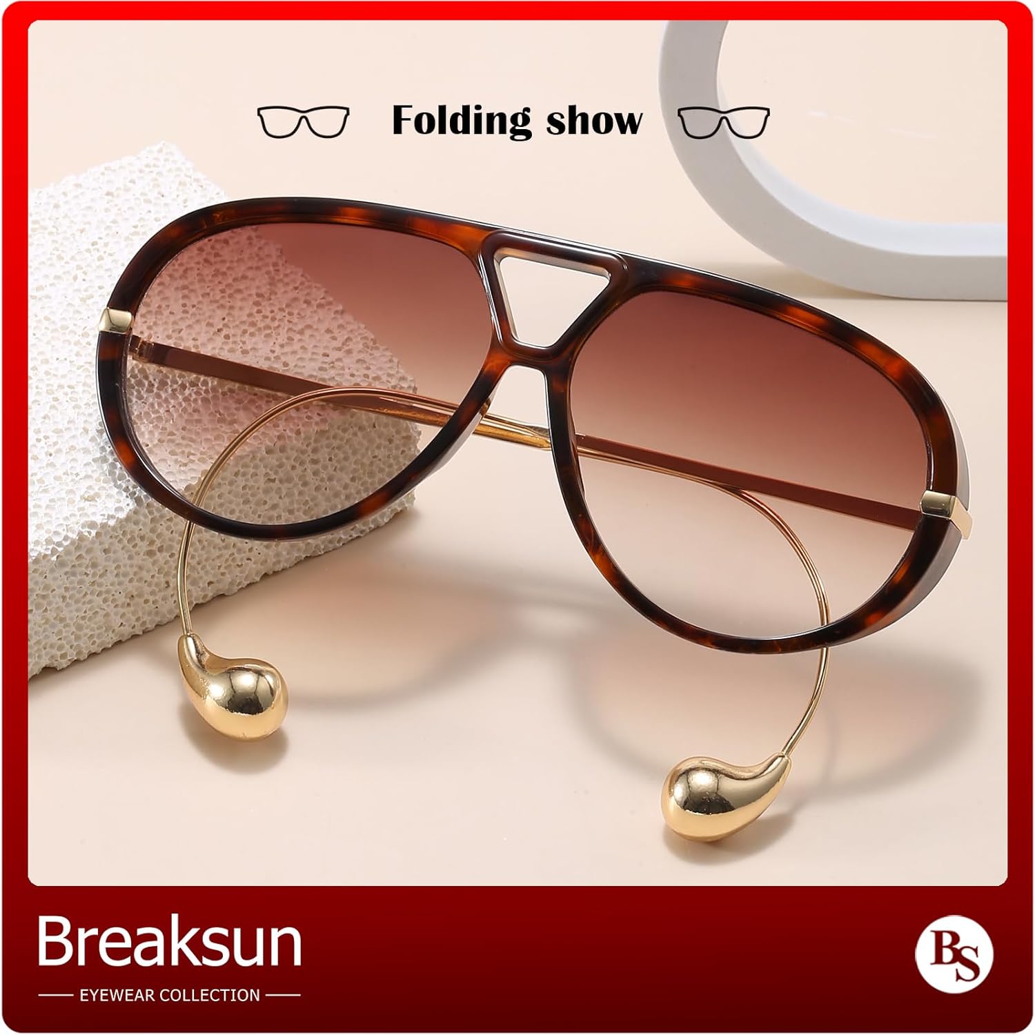 Women's Oversized Aviator Sunglasses Retro Trendy Shield Sun Glasses Big Orange lens Vintage Shades - Image 5