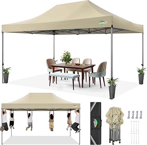 Miniatura 42 de COBIZI Tienda de campaña emergente portátil de 10 x 10 pies con 4 paredes laterales, toldo comercial resistente UPF 50+, toldo impermeable para todo