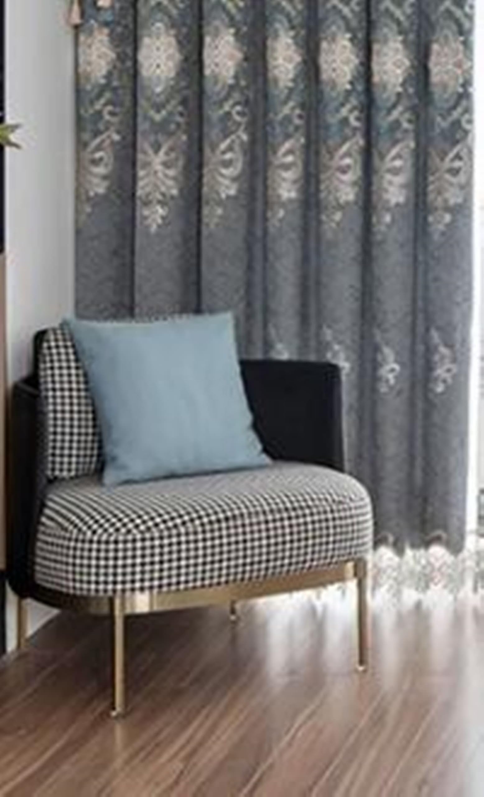 Wycian Rideau Cuisine Farmhouse Rideau Cuisine Taupe 2 Panneaux Tissu Motif de Broderie 96L x 138H Cm
