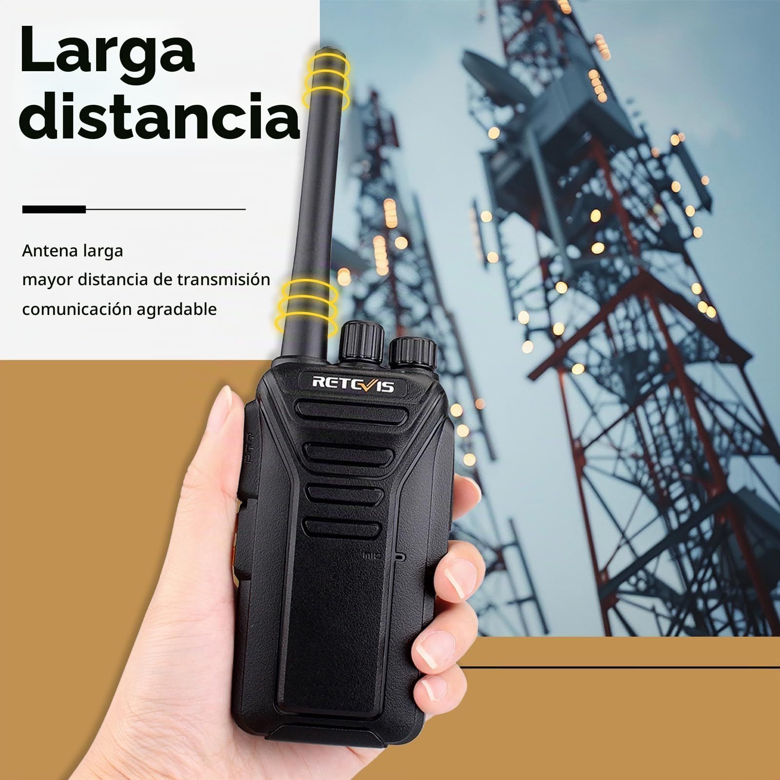 Retevis RT27 Walkie Talkie, Walkies Profesionales, PMR446 sin Licencia, VOX 16 Canals CTCSS/DCS, Walkie Talkie Recargable con Cargador USB, Walkie-Talkie Largo Alcance (Negro,1 Par)