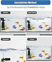 Vista 5 de Aquarium Filter for 5-10 Gallon Tank – Ultra Quiet Submersible Filter Pump, 4W Energy Efficient, Adjustable Flow, Easy to Install, for Freshwater