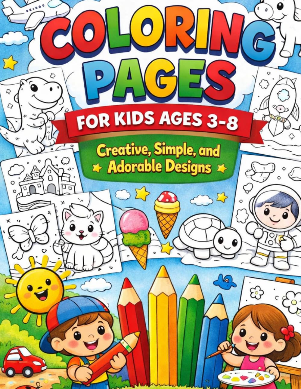 115 Fun and Easy Coloring Pages for Kids Ages 3-8: Creative, Simple, and Adorable Designs: "Perfect for young artists, this coloring book enhances ... and keeps kids entertained for hours."