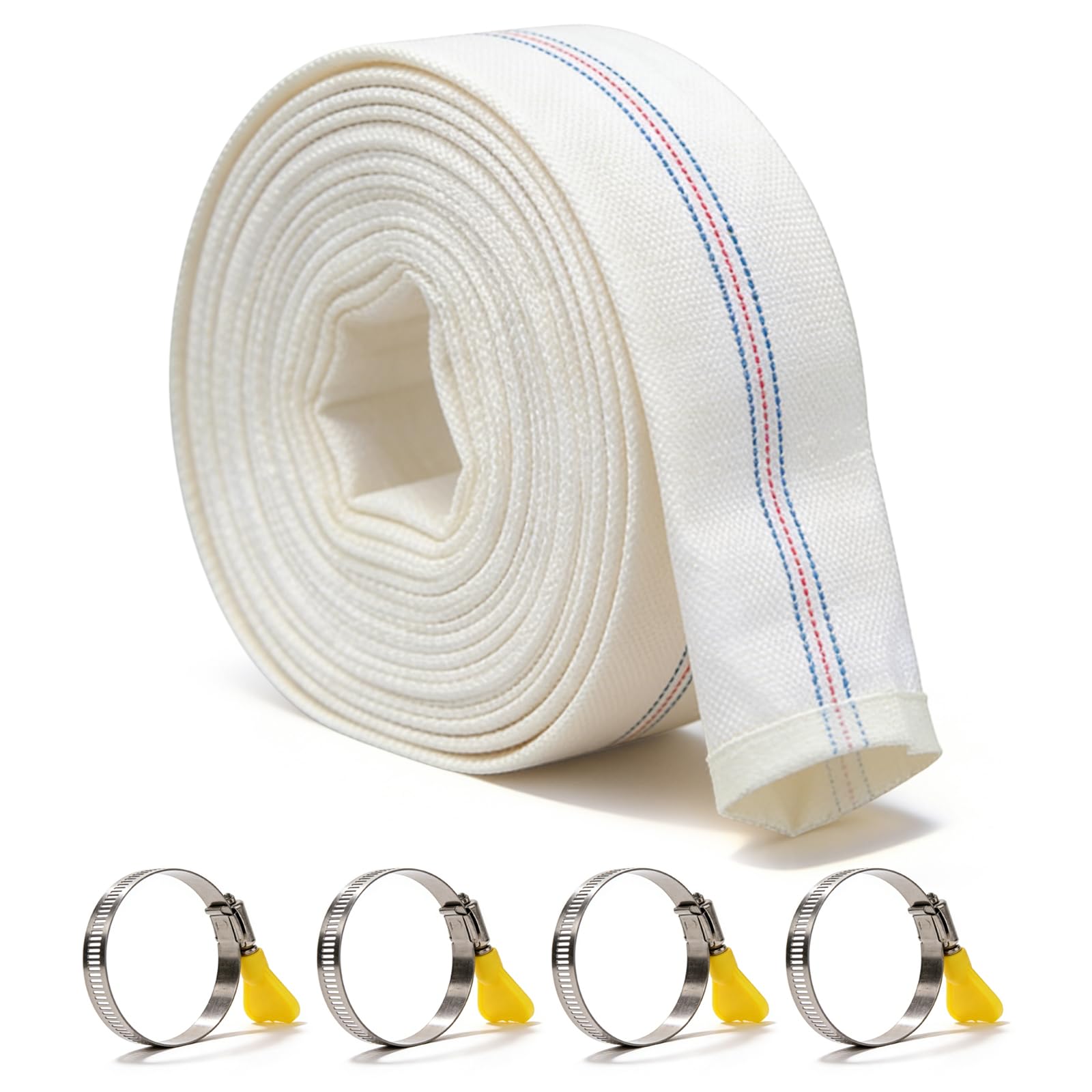 Tuyau tissé 1 1/4" 20 m avec 4 clips pour pompe submersible
