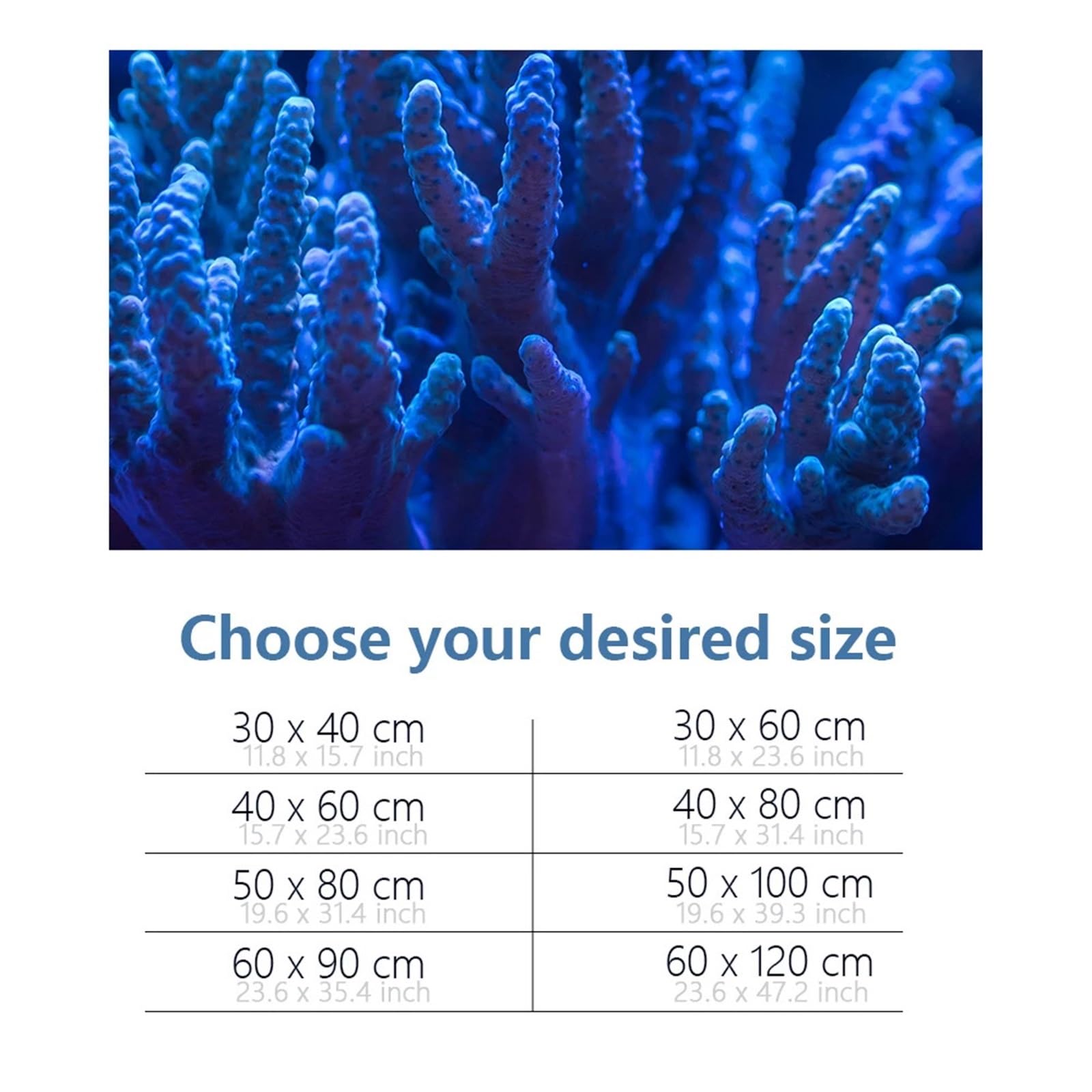 Décoration de Corail Fond d'aquarium Effet 3D | Papier peint imprimé océan HD, décorations d'habitat de reptiles for aquarium, PVC(40x80cm 16x31in)