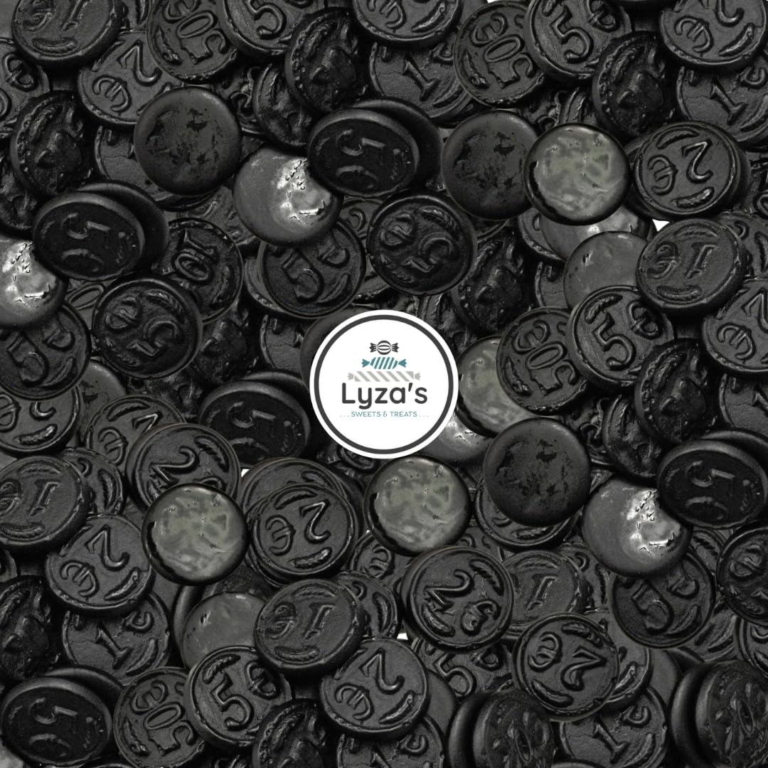 Gustaf's Salted Black Licorice Coins 2.2 LB - Lightly Salted Dutch Licorice Candy - Gift of One Bulk Bag By Lyza's Sweets & Treats