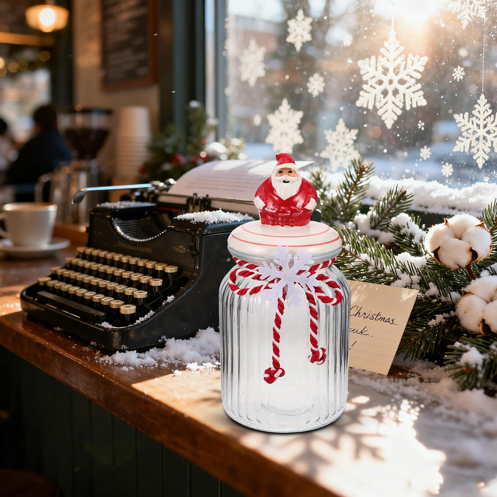 Barattolo per Biscotti Natalizi in Vetro con Coperchio Sigillato Contenitore Piccolo per Caramelle e Noci Porta Biscotti Decorativo per Feste di Natale e Conservazione Alimenti
