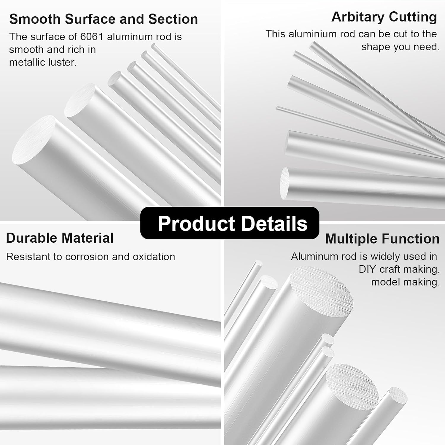 Tynulox 1Pcs 6061 Aluminum Round Rod, 1" Diameter 14" Length Aluminum Solid Shaft Rods For Industry, Metal Working Hobbies And DIY Craft - View #6