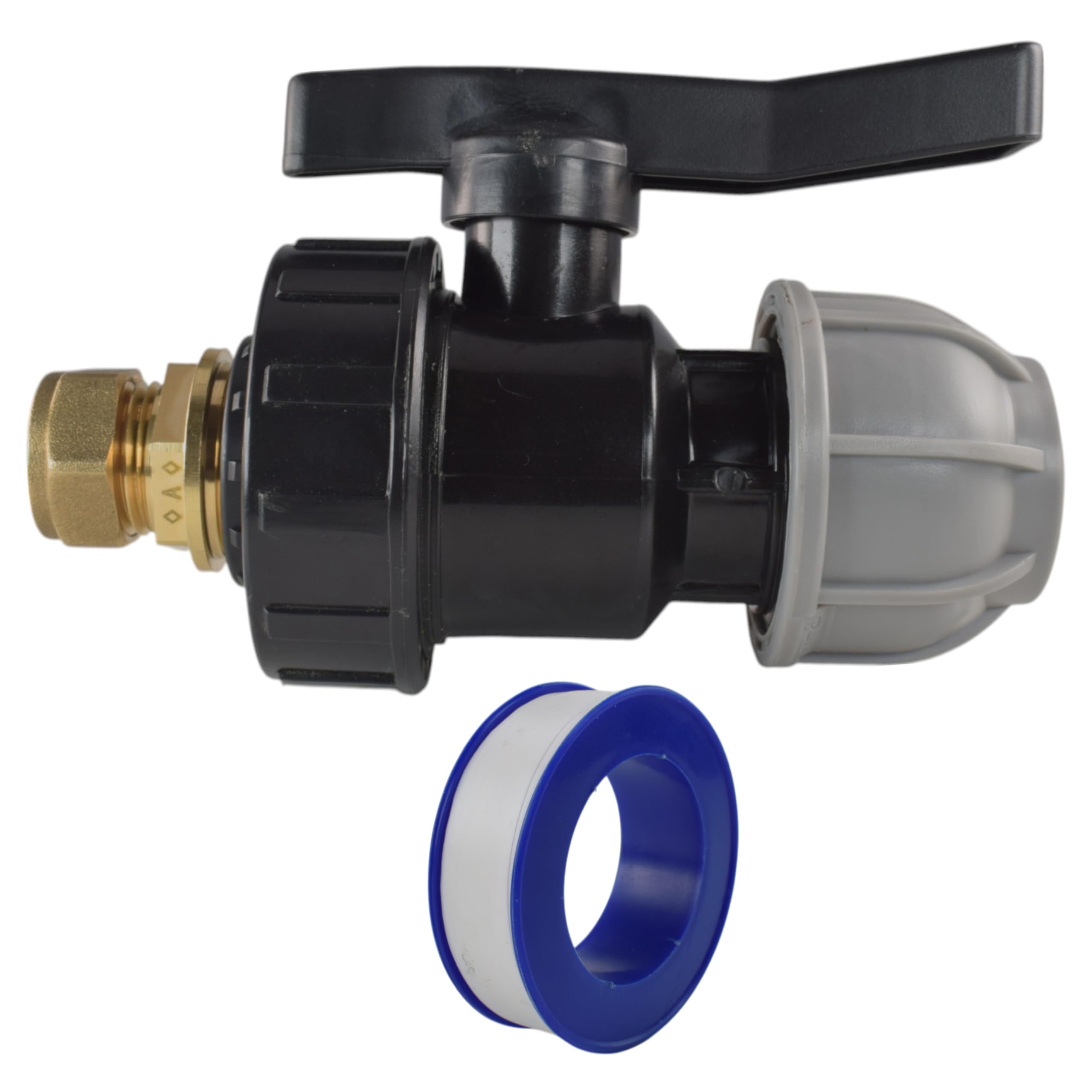 Cost Wise Gray Mdpe Water Supply Pipe Valve To Copper Pipe Compression Fitting Adaptor+Ptfe Thread Sealtape (32Mm Mdpe-28Mm Copper)