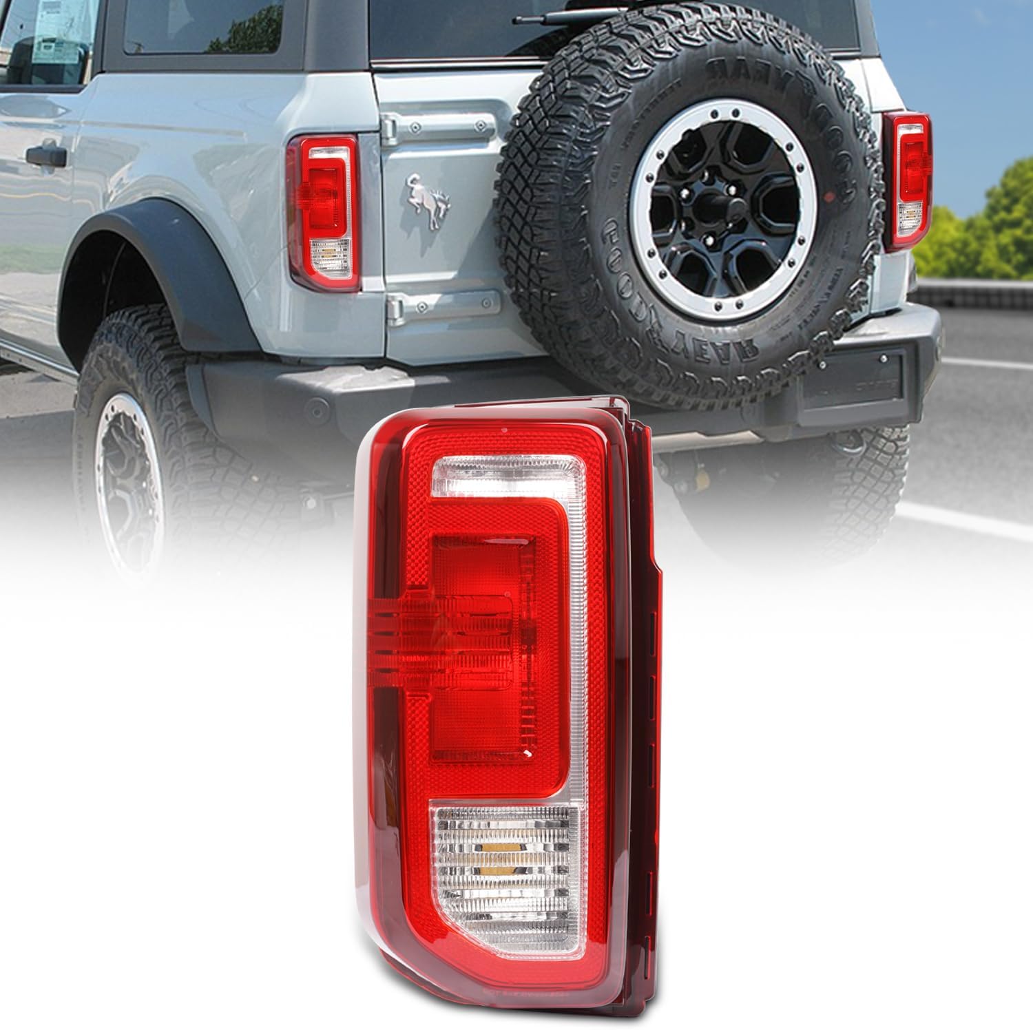 Archaic OE Style Tail Lights for Ford Bronco 2021-2024(Halogen Only), Rear Lamps for Bronco, LH Left Driver Side Taillights (No Bulbs)