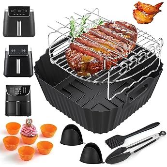 Hot Air Fryer Accessories for Ninja Max PRO 6.2L AF180EU Airfryer Accessories for Cosori 5.5L/6L/6.2L/6.5L Silicone Mould Hot Air Fryer for Ninja PRO 4.7L AF140EU BPA Free