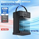 Portable Air Conditioners, 2026 Upgraded 4-IN-1 Quiet Portable AC Unit with Remote, 1100ML Tank Evaporative Air Cooler, 7 Color Light Personal Mini Air Conditioner for Bedroom,Office, Camping, Car,RV