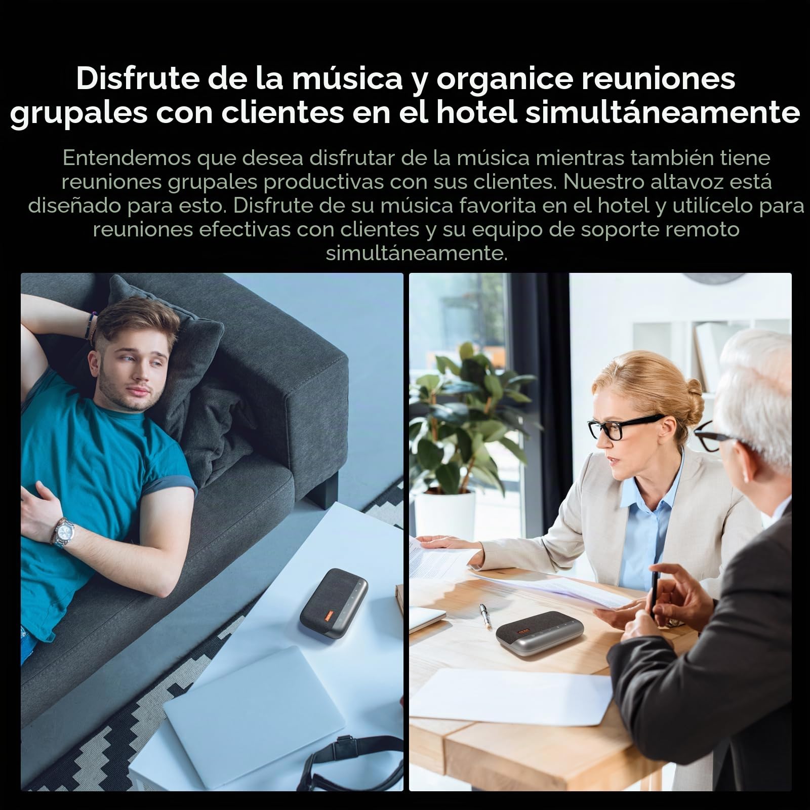 Nuroum A05B Altavoz Bluetooth Conferencias con Microfono USB, Captación de Voz 360°Cancelación de Ruido, Plug&Play, Altavoz Portátil para PC/Oficina en Casa/Portátil/Reunión, Compatible con Zoom/Teams