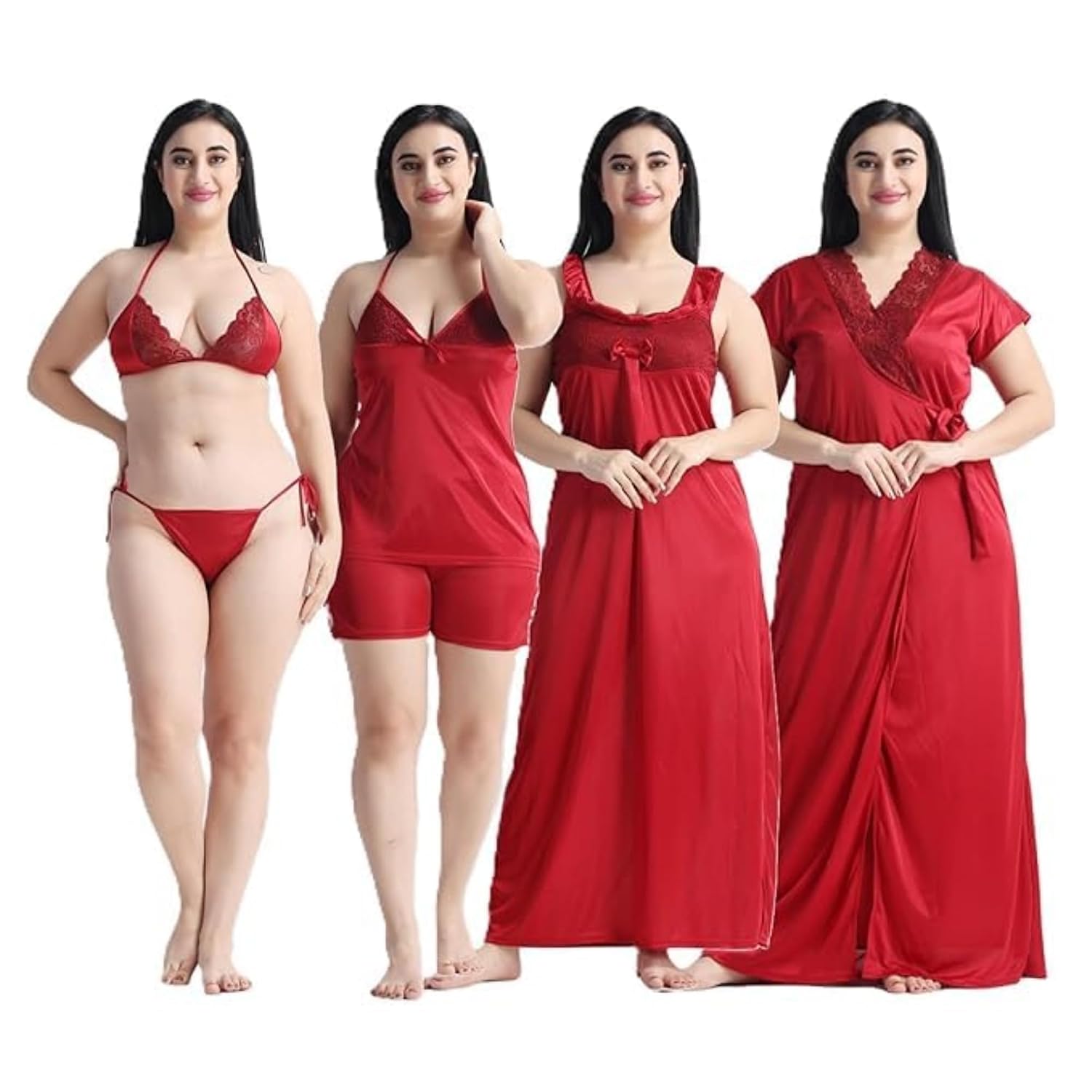 GLOUTO Women’s Nighty Combo Soft Comfortable Sexy Loungrie for Women Sleepwear Stylish Lingerie Night Dress with Inner Set...