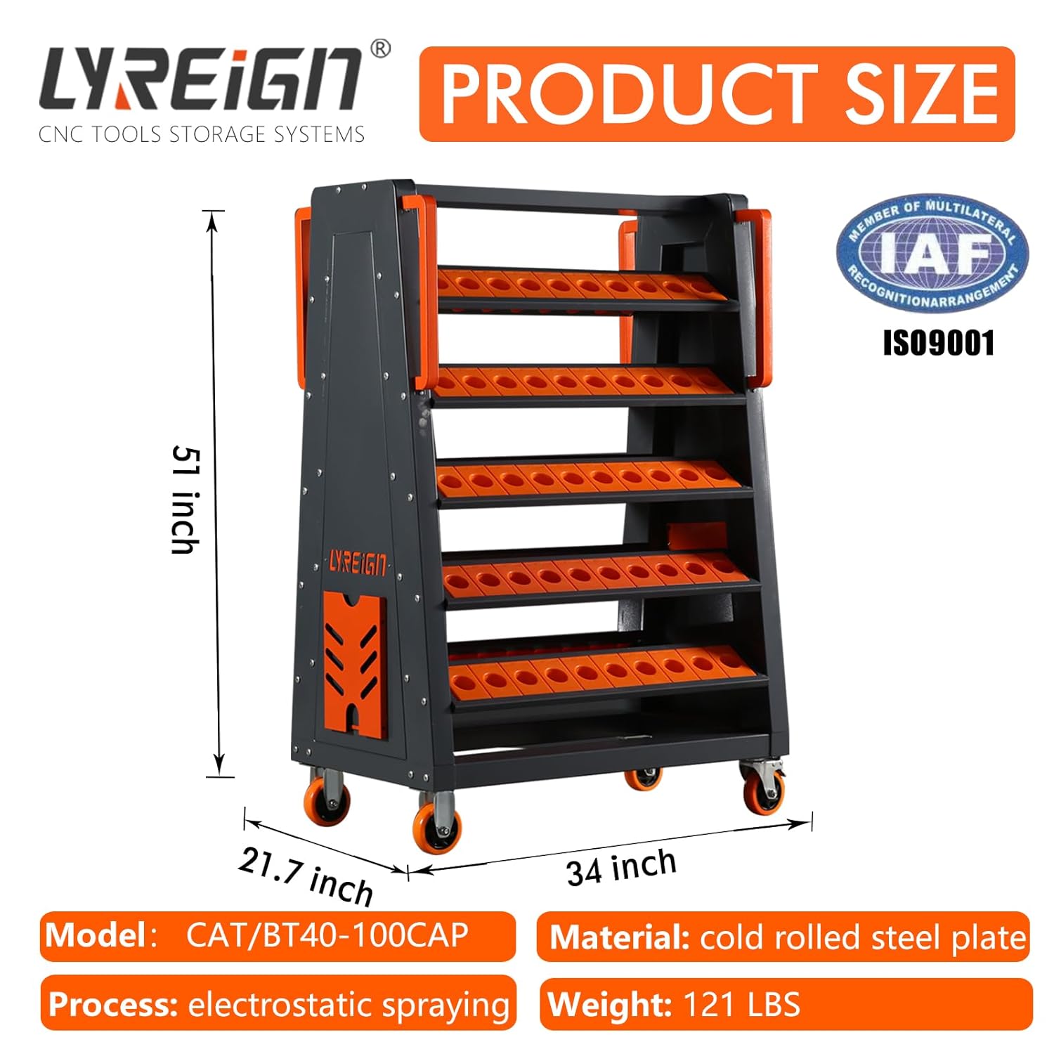 CNC Tool Cabinet CAT40 Tool Holder CAT30/BT40/HSK63 Mobile Tool Holder, Machine Tool Pallet Large Capacity Storage