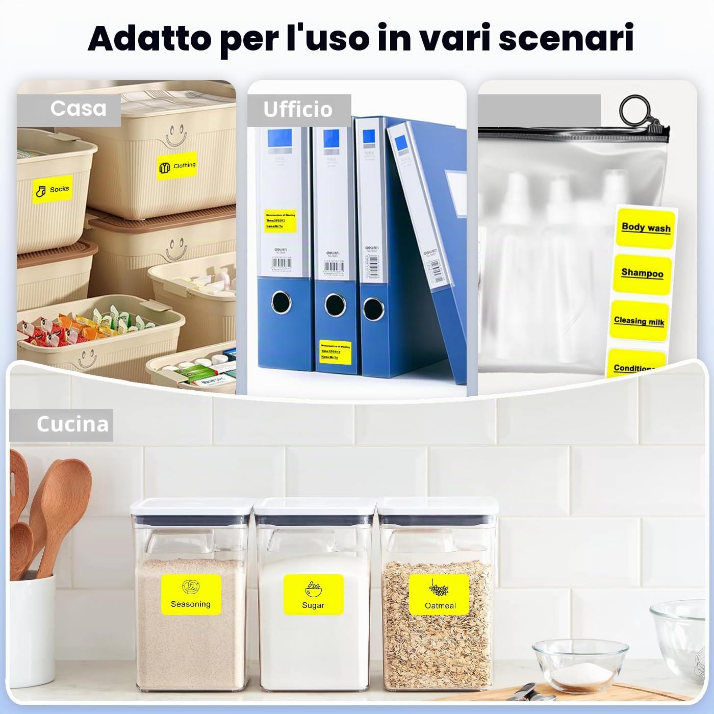 LENVII 40x30mm Giallo Etichette Termiche,2000 Fogli, per Stampanti Termiche | 8 Rotoli × 250 Pezzi, Resistenti a Strappi, Acqua,Olio,Graffi Etichette Adesive Multiuso per casa, Stampa nitida e scrivibile