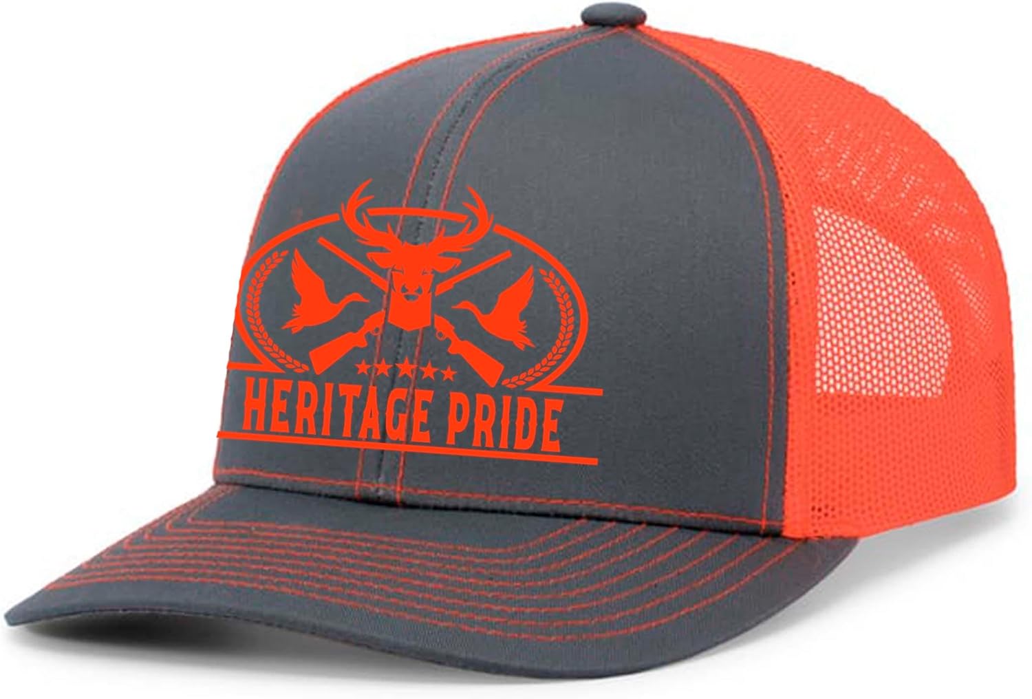 Heritage Pride Pheasant Duck and Deer Hunting Deer Head Mens Embroidered Mesh Back Trucker Hat