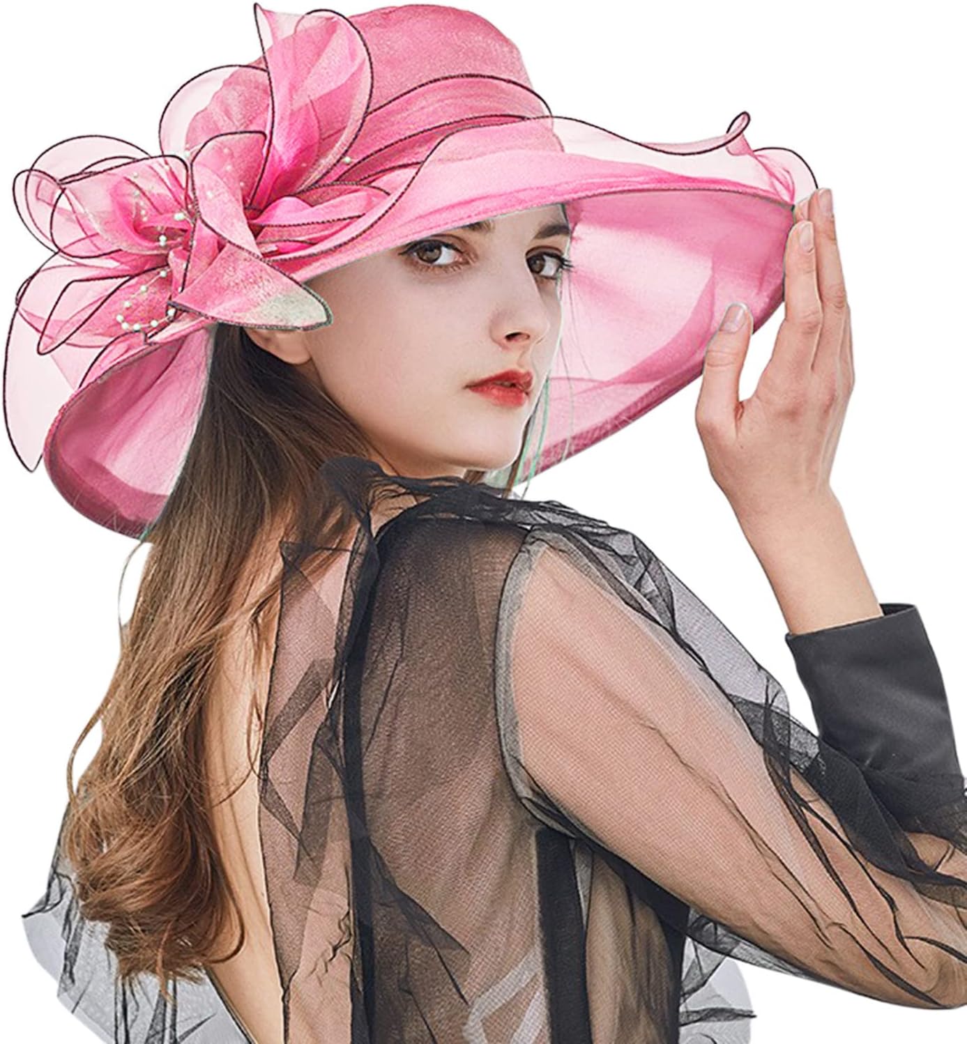 Tea Party Hats for Women Kentucky Church Wedding Derby Hat Organza Bridal Wedding Easter Bonnets Summer Sun Cap