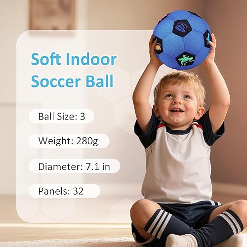 Miniatura 5 de Balón de fútbol para interiores tamaño 3 para niños pequeños, pelotas de fútbol silenciosas, regalos para niños y niñas de 1 a 5 años, pelotas de