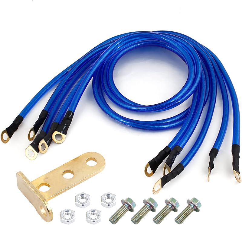 Kit de cabos de aterramento da bateria automotiva uxcell azul – 5 unidades