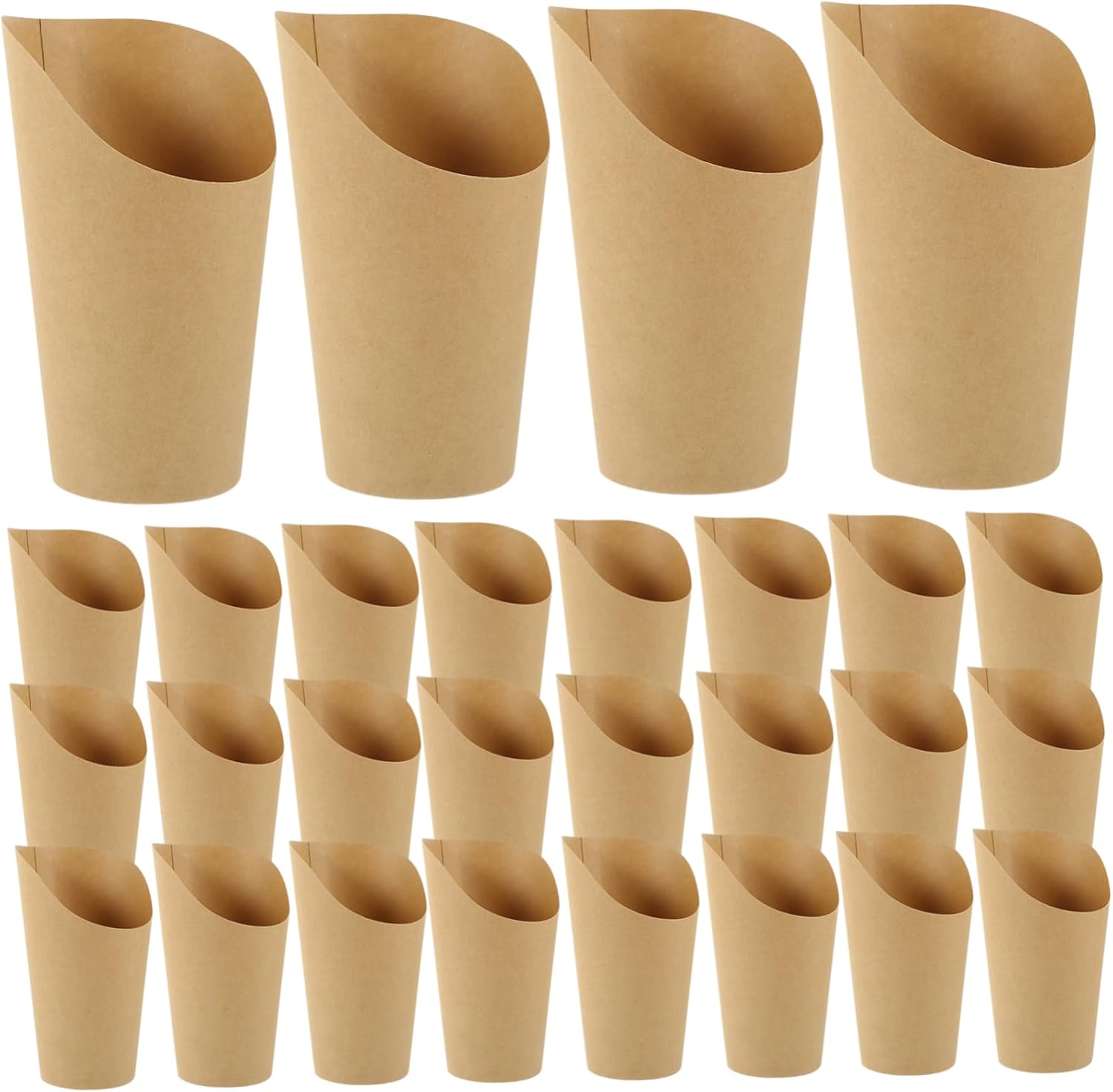 100pcs French Fries Cups Kraft Paper Snack Cups Snack Containers French Fry Holders Take-out Boxes Packing Take Out Holder for Boys and Girls Party