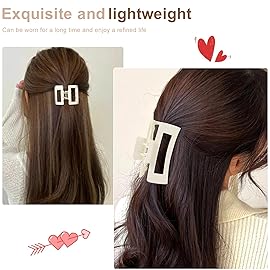 Hair Accessory Set for Women and Girls - 6 Large Rectangle Clips for Thick Hair, 6 Small Clips for Thin Hair (White)