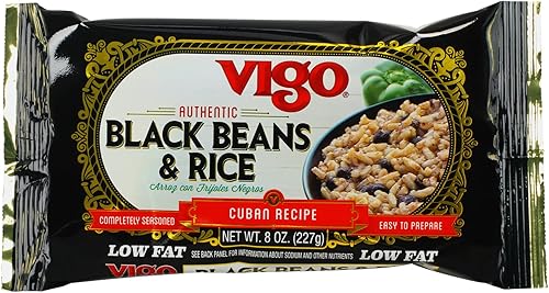 Vigo Auténticos frijoles negros y arroz, bajo en grasa, 8 onzas (frijoles negros y arroz, paquete de 1)