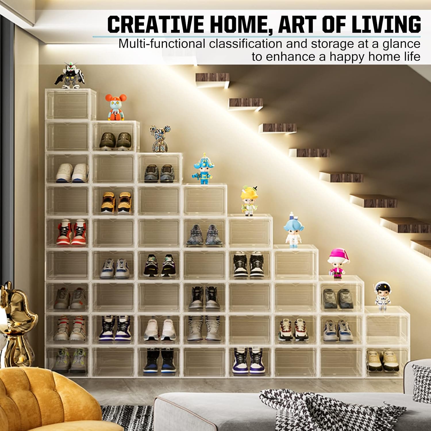 Sturdy Durable Plastic Shoe Organizer, Shoe Box with Magnetic Door, 6 Pack Shoe Organizer for Sneaker Storage, Shoe Boxes Clear Plastic Stackable for Closet, Shoe Containers, Shoe Display Case, White : Home & Kitchen