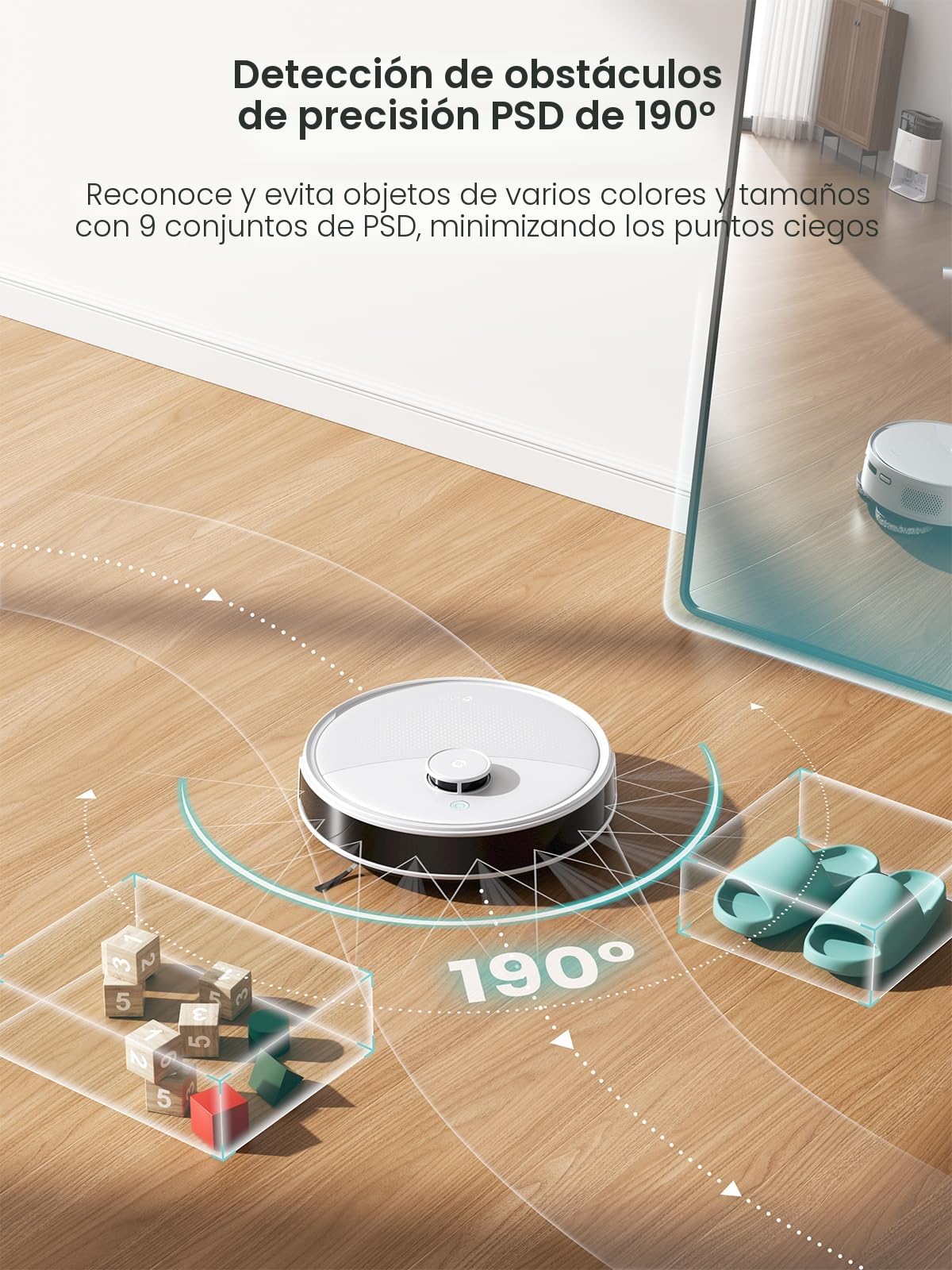 Lefant M3 Robot Aspirador y Fregasuelos, 12 000Pa, Cepillos Anti-Enredos, Doble Paño, Lavado/Secado Auto, Autovaciado, para Pelo de Mascotas, App y Voz