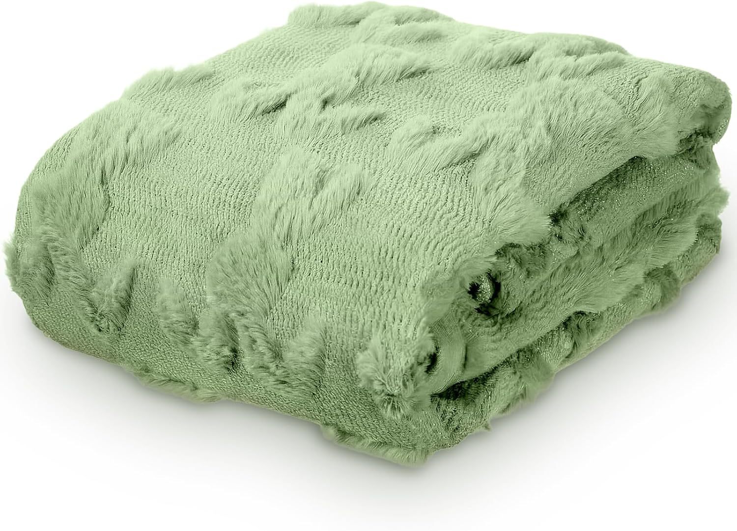 Tudomro Bunny Throw Blanket 50x60 Inch 3D Embroidered Bunny Throws Cozy Soft Rabbit Blanket for Sofa Couch Bed Sofa Home Decor, Birthday Gifts(1 Pack,Green)