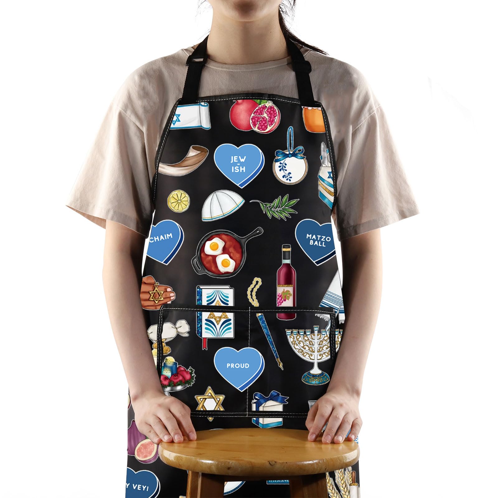 JNIAP Jewish Kitchen Apron Jewish Gift Hebrew Gift Hanukkah Apron Israeli Gift Ahava Love Apron Jewish Cooking Aprons