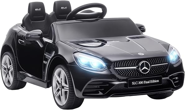 Aosom Mercedes SLC 300 Licensed 12V Ride On Car for Kids for 3-6 Y Black | Remote Control, 2 Speeds, Battery Powered Kids Electric Car, Music, Lights, Suspension