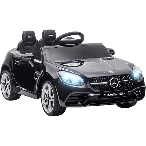 Aosom Mercedes SLC 300 Licensed Kids Electric Car with Remote Control, 12V Battery Powered Kids Ride on Car with Music, Lights, Suspension for 3-6 Years Old, Black