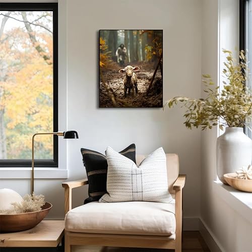 Miniatura 5 de Decoración de pared religiosa para sala de oración, arte de pared cristiano para decoraciones de Navidad, lienzo de Jesús y cordero, impresiones de