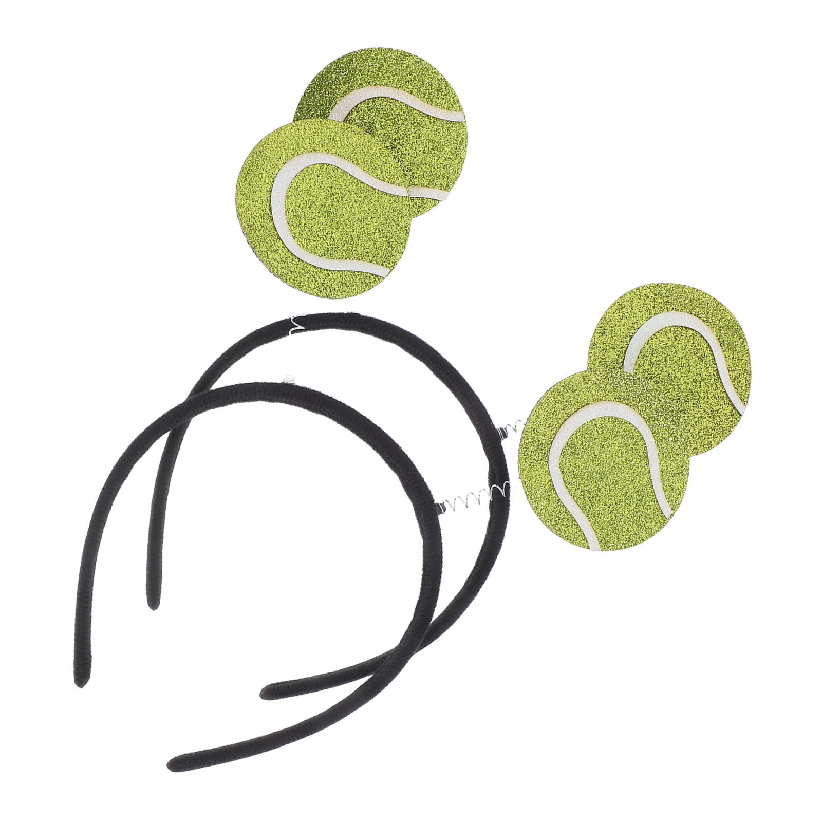 WESIEVYA 2pcs Tennis Ball Spring Headbands for Sports Theme Party, Comfortable and Eye-catching Decorative Headwear, Fashionable Cloth and Iron Material Accessories for Sports Activities