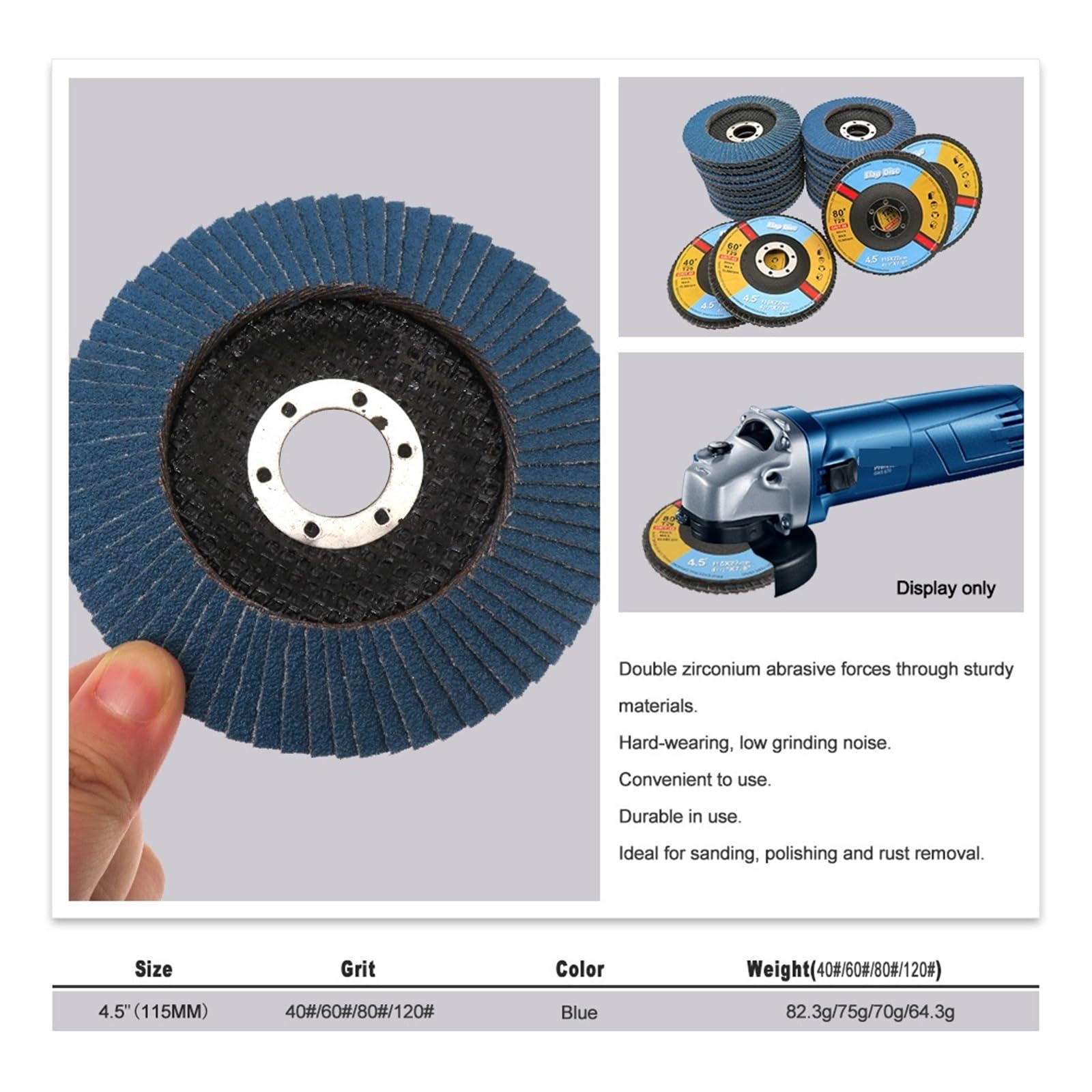 Disque à Lamelles Disques à lamelles en zircone, 4.5 pouces, 1/2/5/10 pièces, meule professionnelle 40-120#(10Pcs,80)