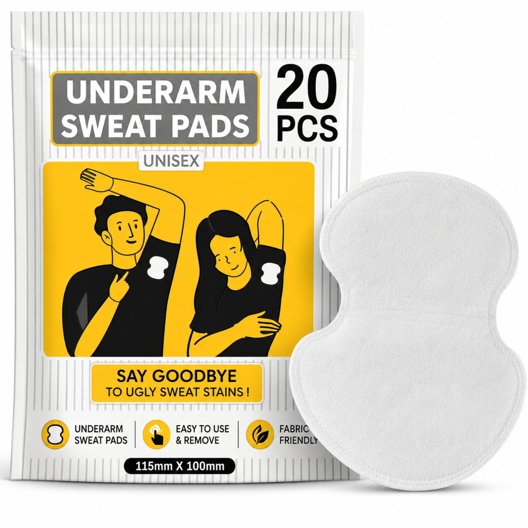 Disposable Underarm Sweat Pads for Men and Women, 12 Pads | Peel-off | Prevents Stains & Unpleasant Odour | Quick sweat absoption-image-31