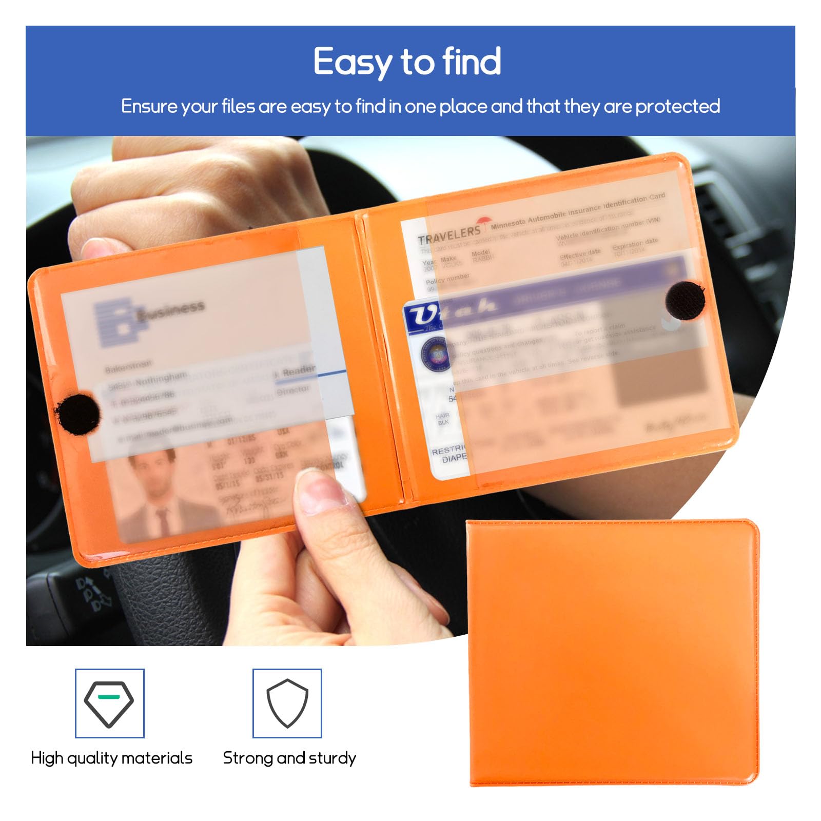 Dickno 2-Pack Car Document Holder – Organize Registration & Insurance Cards, Fits Glove Box, PVC Material