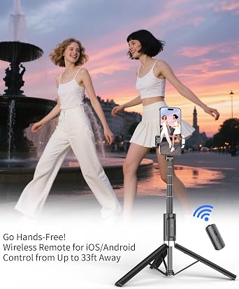 Selfie Stick Tripod - Tripod for iPhone with Remote, Lightweight Phone Stand for Android, Extendable Phone Tripods Stand Compatible with All Cell Phones for Video Recording/Photo/Live Stream/Vlog