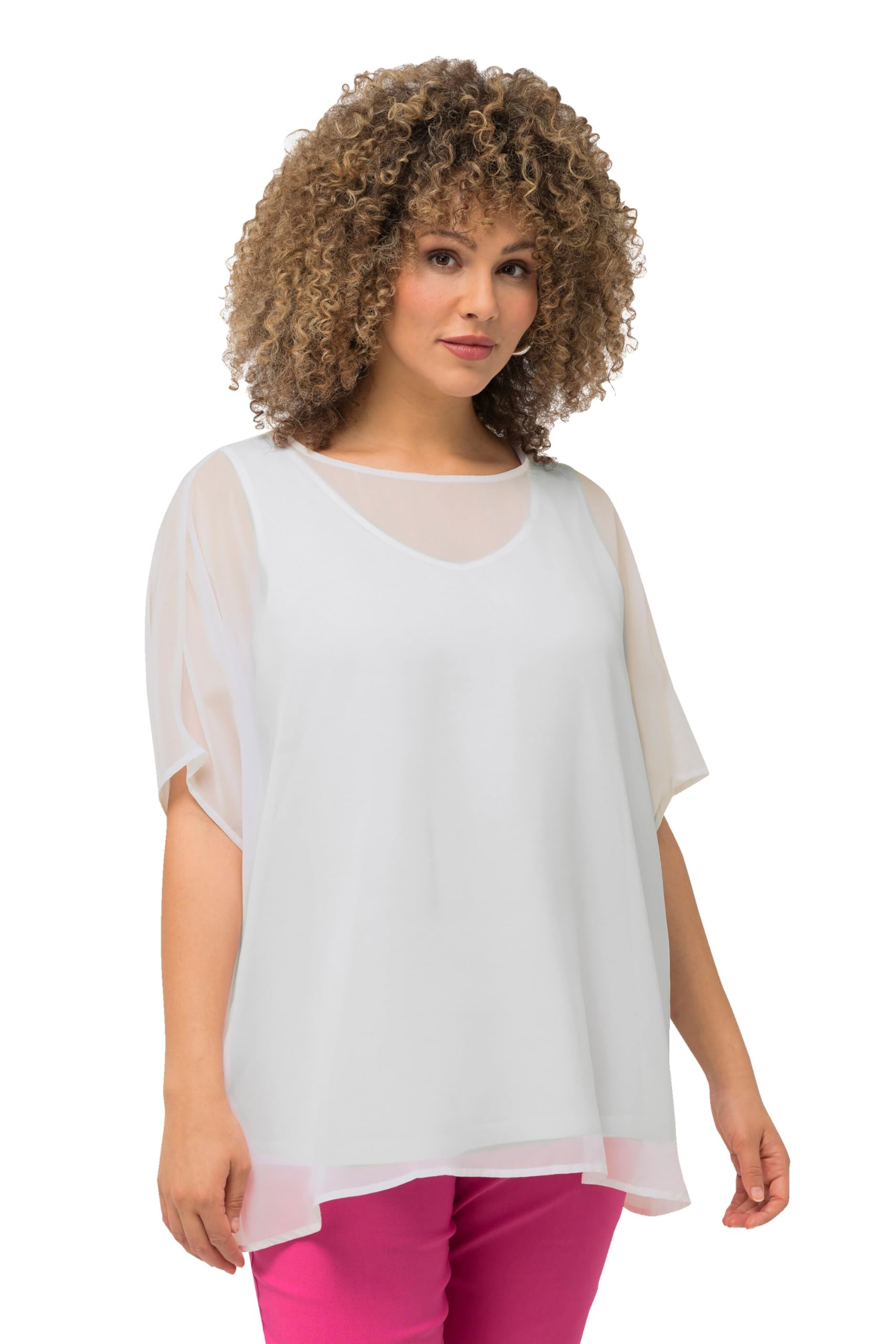 Ulla Popken Women's Chiffonbluse Blouses, Snow White, 16 UK/22 UK