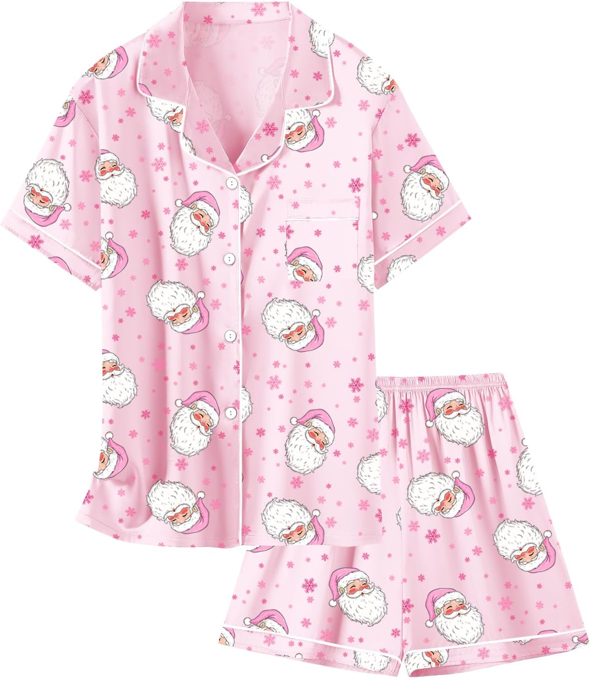 Schbbbta Girls Womens Pajamas, Satin Silky Pjs Set Kids 2Pcs Button-Down Nightwear Sleepwear Gift for Mommy and me
