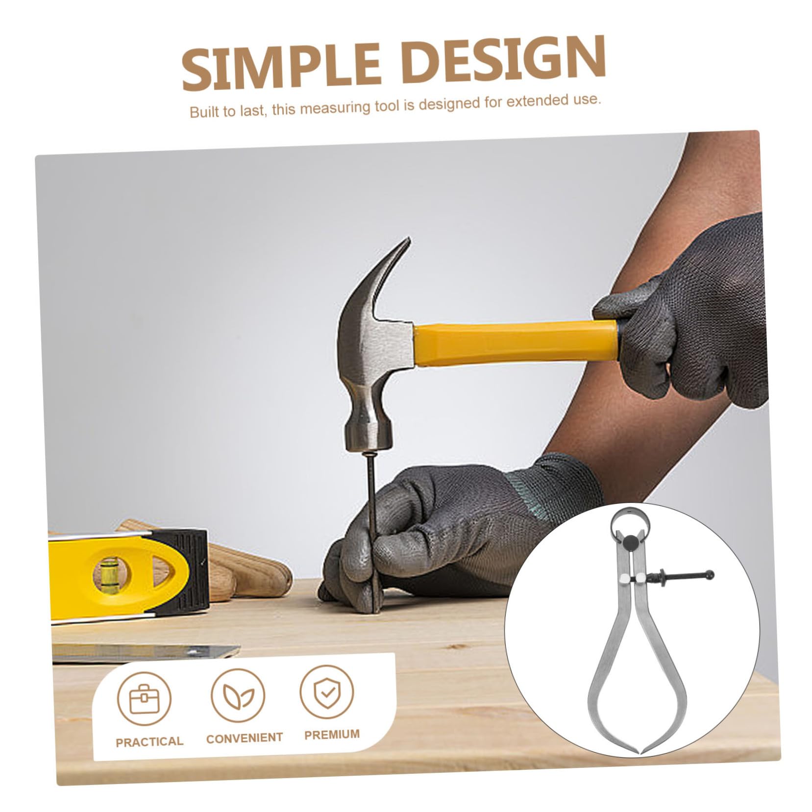 HEALEEP Woodworking Caliper Measuring Tool Carbon Steel Woodturning Calipers Lightweight Compact for Easy Storage Transport