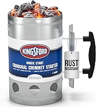 KINGSFORD Heavy Duty Deluxe Charcoal Chimney Starter | BBQ Chimney Starter for Charcoal Grill and Barbecues, Compact Easy to Use Chimney Starters and BBQ Grill Tools, Silver