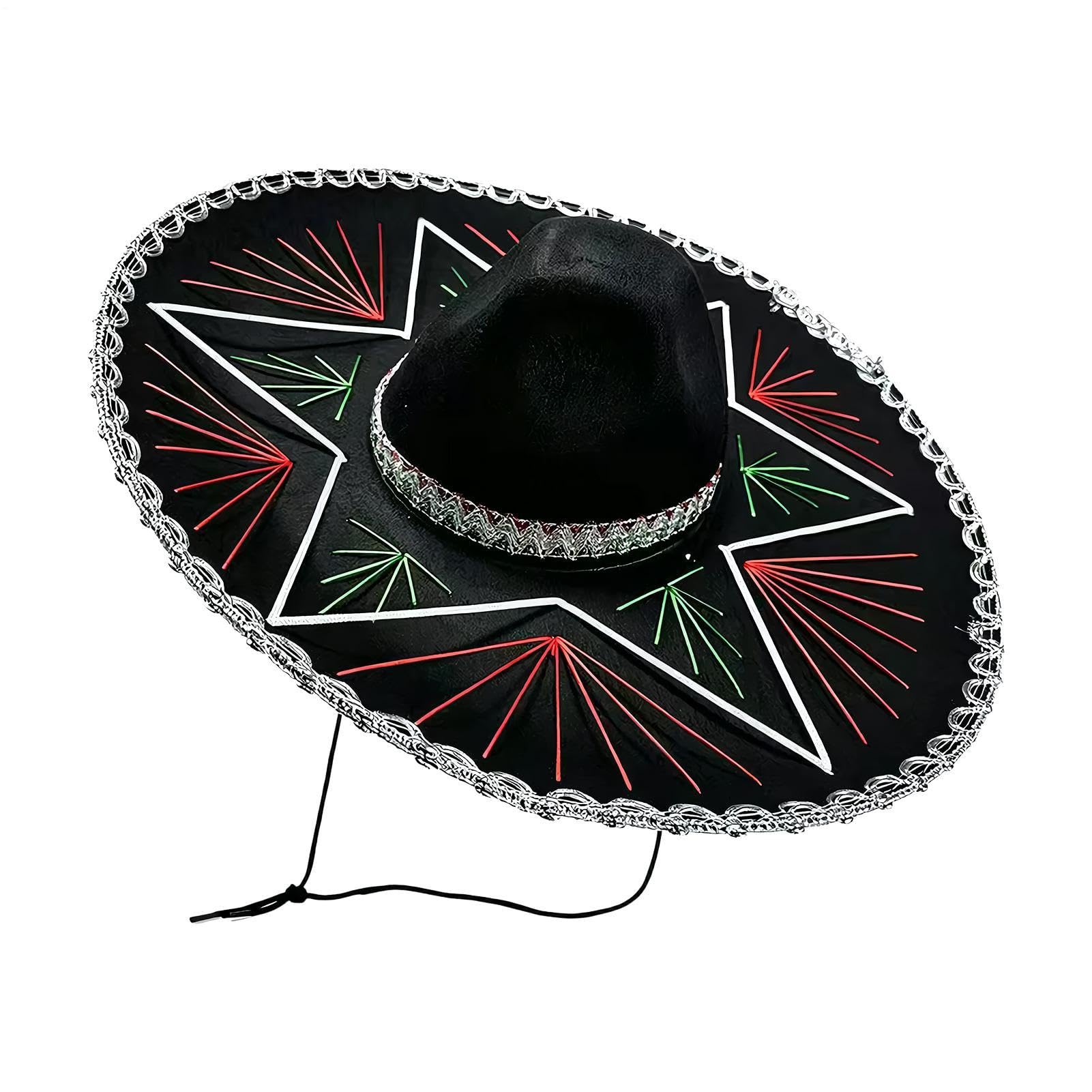 Sombrero Mexicano - Gorro de ala | Sombreros Mexicanos para espectáculos en escenario, carnaval, festival, fiesta