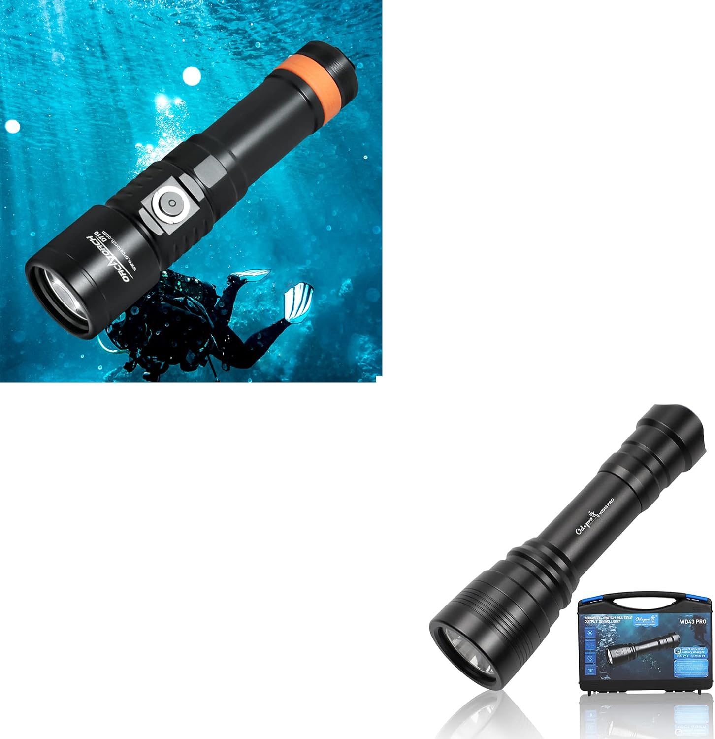 ORCATORCH D710 3000 Lumen Diving Light & Odepro WD43PRO