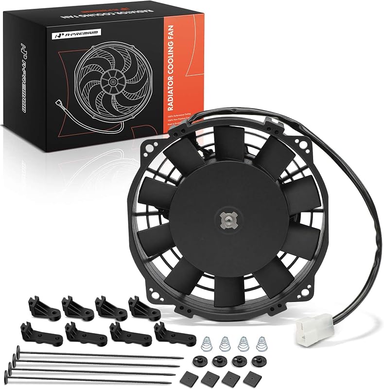 Ventoinha elétrica de arrefecimento A-Premium 6,5" para radiador, 12 V, 80 W – Kit com suportes